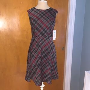 Grey Plaid Midi Dress